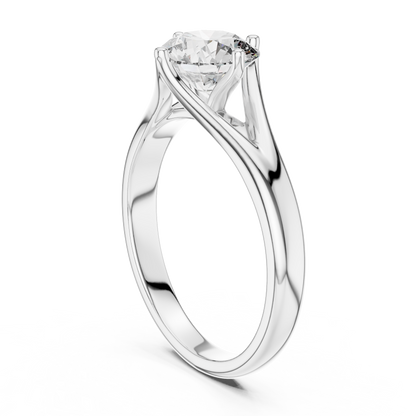 Round Solitaire Lab Grown Diamond Ring with Split Shank Rose Gold