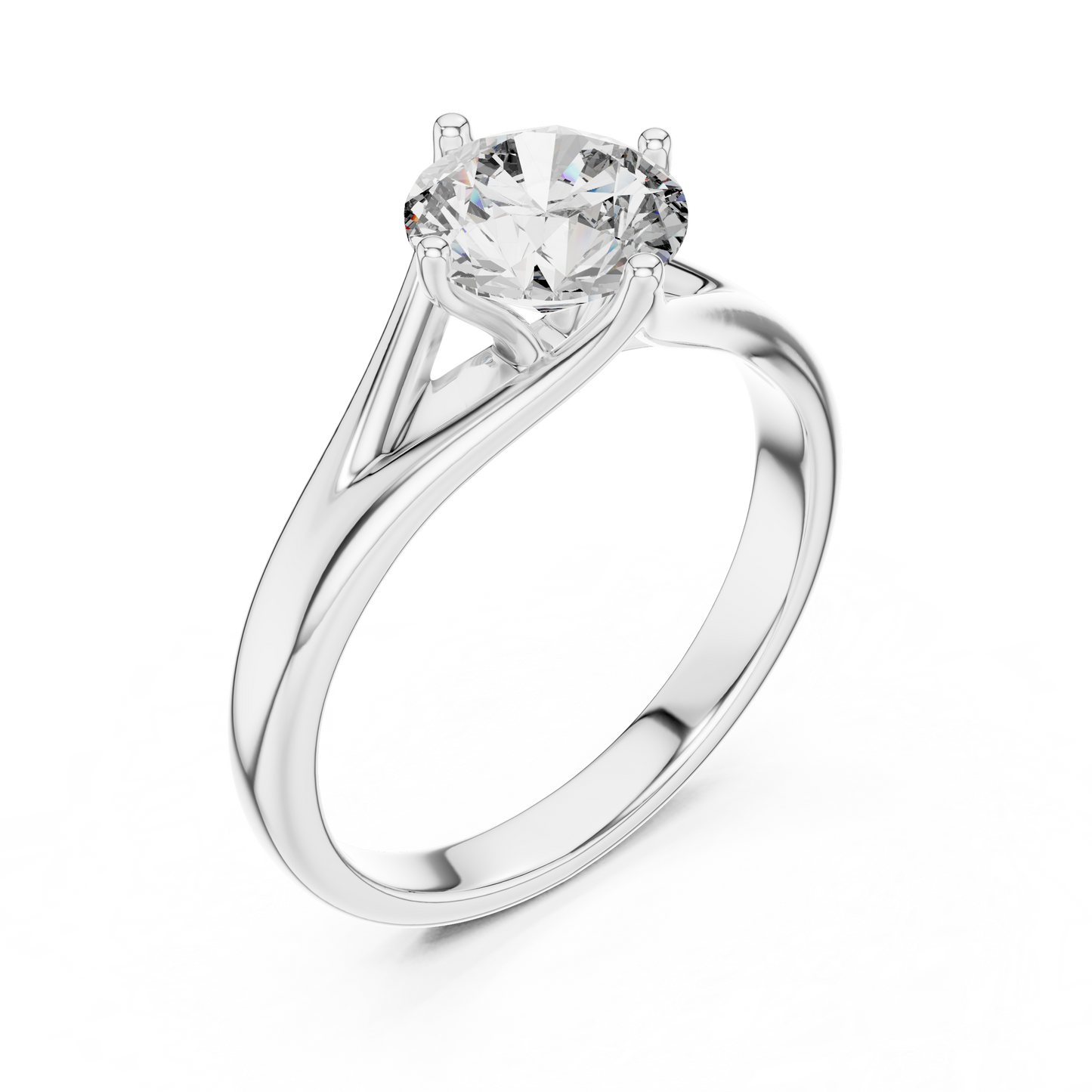 Round Solitaire Lab Grown Diamond Ring with Split Shank Rose Gold
