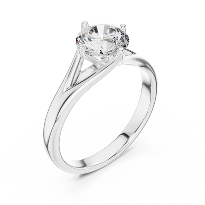 Round Solitaire Lab Grown Diamond Ring with Split Shank Rose Gold