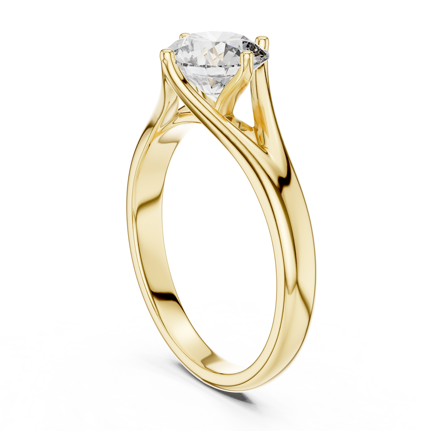 Round Solitaire Lab Grown Diamond Ring with Split Shank Rose Gold
