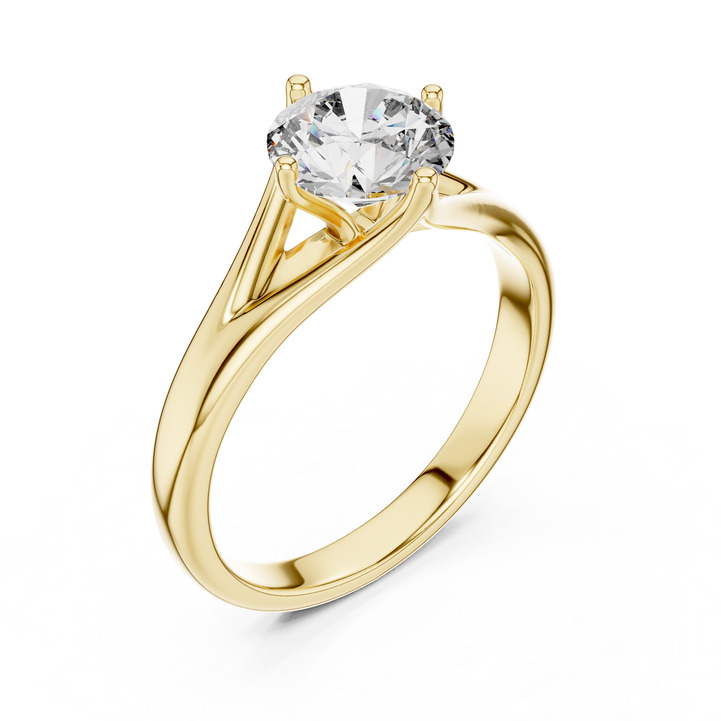 Round Solitaire Lab Grown Diamond Ring with Split Shank Rose Gold