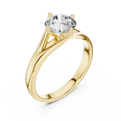Round Solitaire Lab Grown Diamond Ring with Split Shank Rose Gold