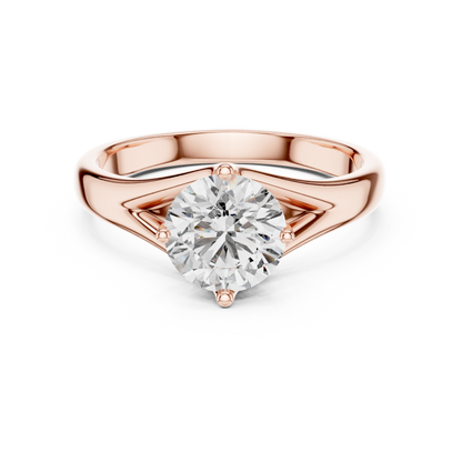 Round Solitaire Lab Grown Diamond Ring with Split Shank Rose Gold