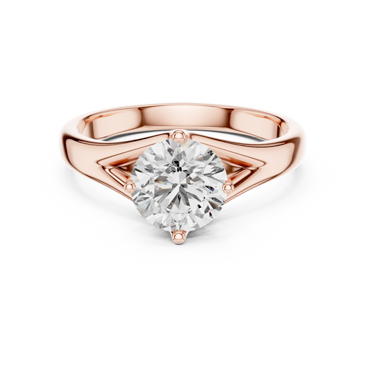 Round Solitaire Lab Grown Diamond Ring with Split Shank Rose Gold