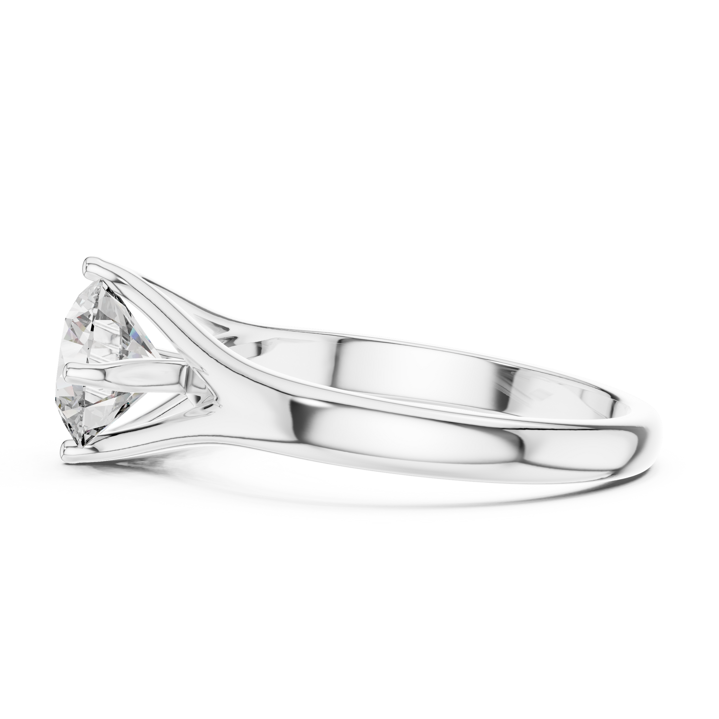 Round Solitaire Lab Grown Diamond Ring with Split Shank Rose Gold