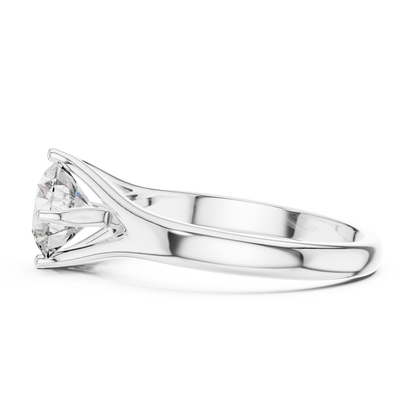 Round Solitaire Lab Grown Diamond Ring with Split Shank Rose Gold