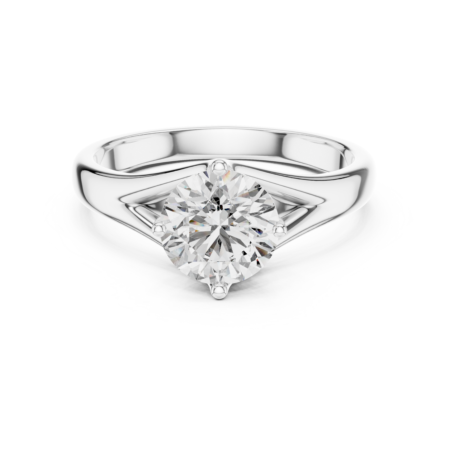 Round Solitaire Lab Grown Diamond Ring with Split Shank Rose Gold