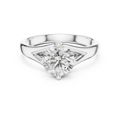 Round Solitaire Lab Grown Diamond Ring with Split Shank Rose Gold