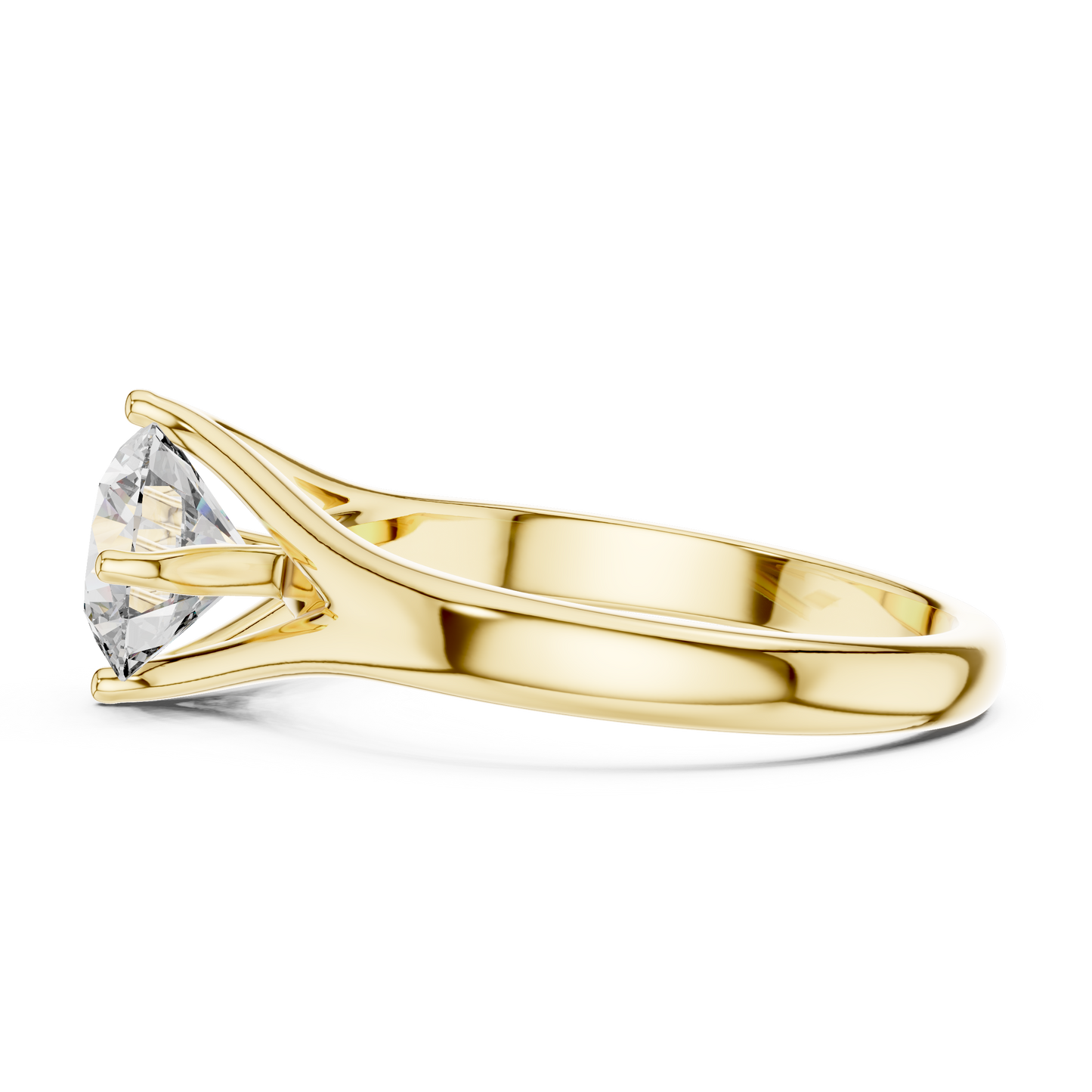 Round Solitaire Lab Grown Diamond Ring with Split Shank Rose Gold