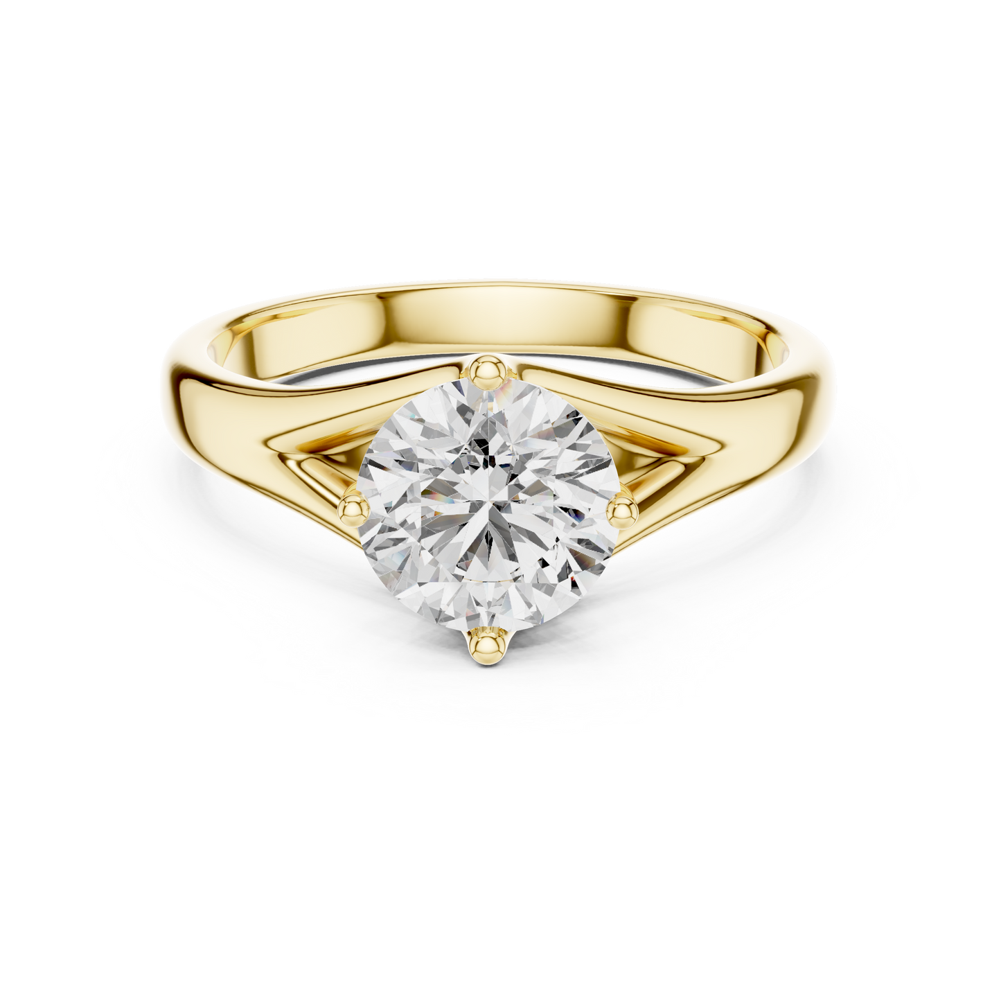 Round Solitaire Lab Grown Diamond Ring with Split Shank Rose Gold