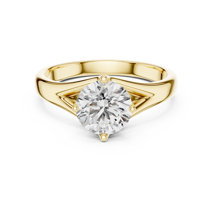 Round Solitaire Lab Grown Diamond Ring with Split Shank Rose Gold