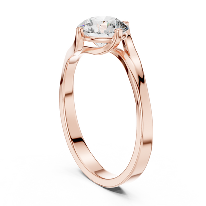Round Cut Lab Grown Diamond Twisted Shank Solitaire Engagement Ring in Rose Gold