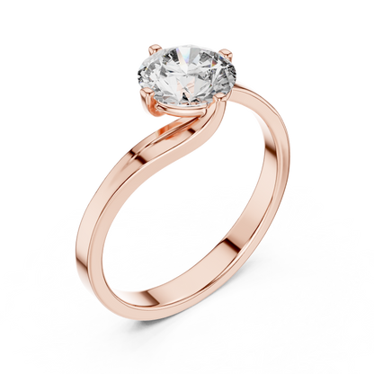 Round Cut Lab Grown Diamond Twisted Shank Solitaire Engagement Ring in Rose Gold