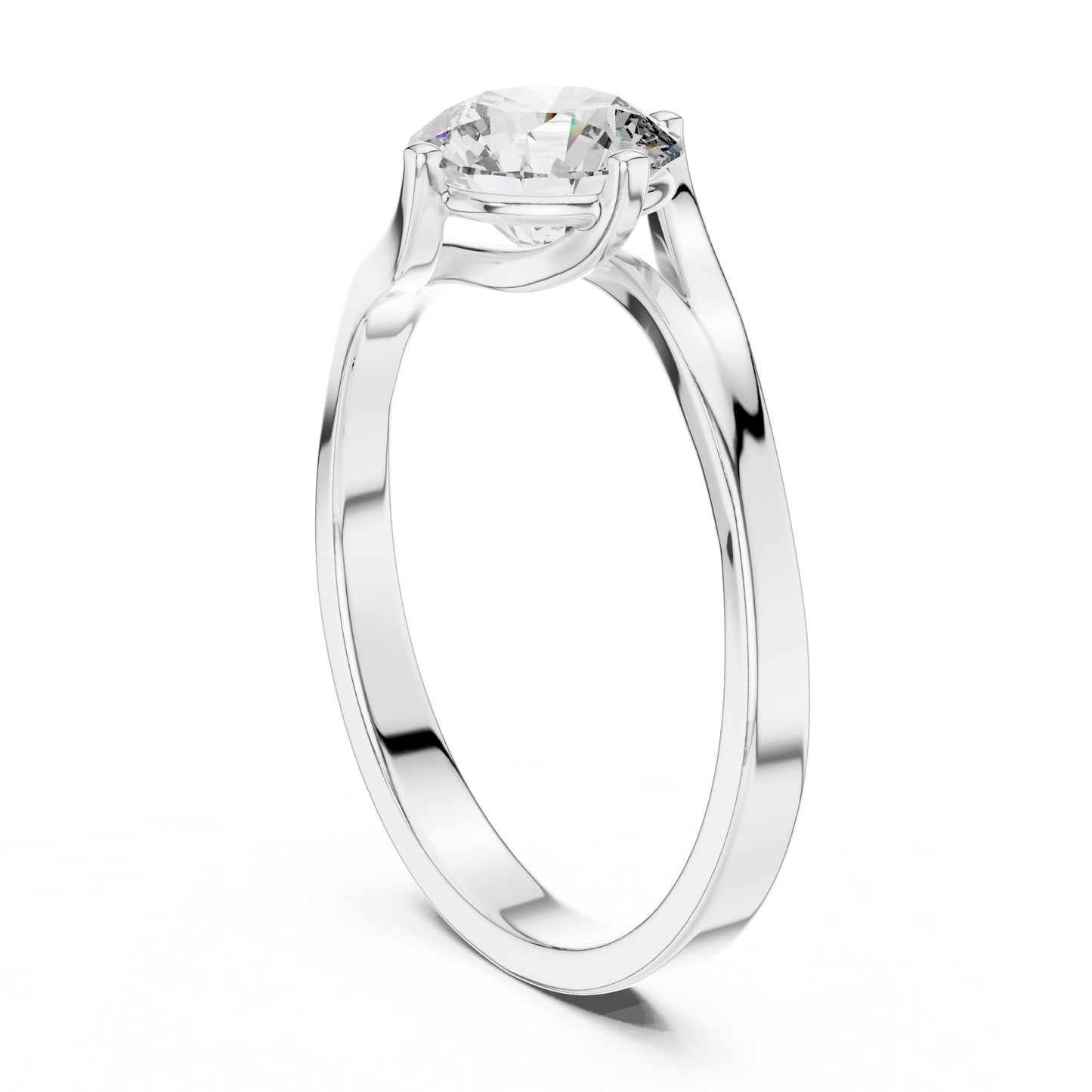 Round Cut Lab Grown Diamond Twisted Shank Solitaire Engagement Ring in Rose Gold