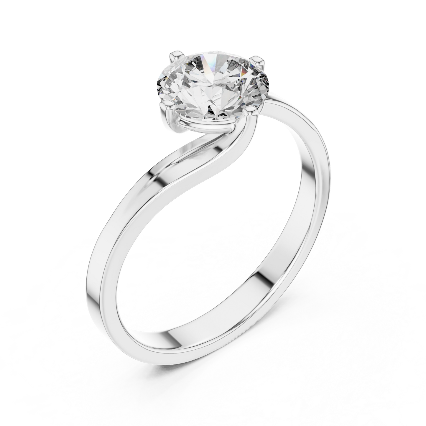 Round Cut Lab Grown Diamond Twisted Shank Solitaire Engagement Ring in Rose Gold