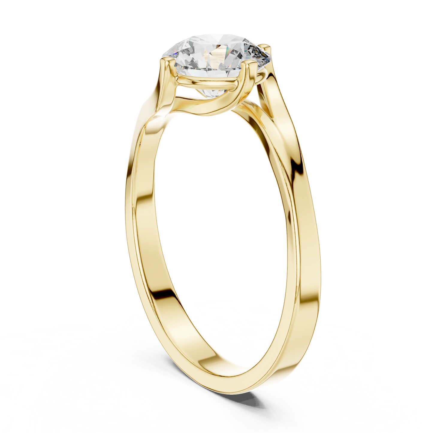 Round Cut Lab Grown Diamond Twisted Shank Solitaire Engagement Ring in Rose Gold