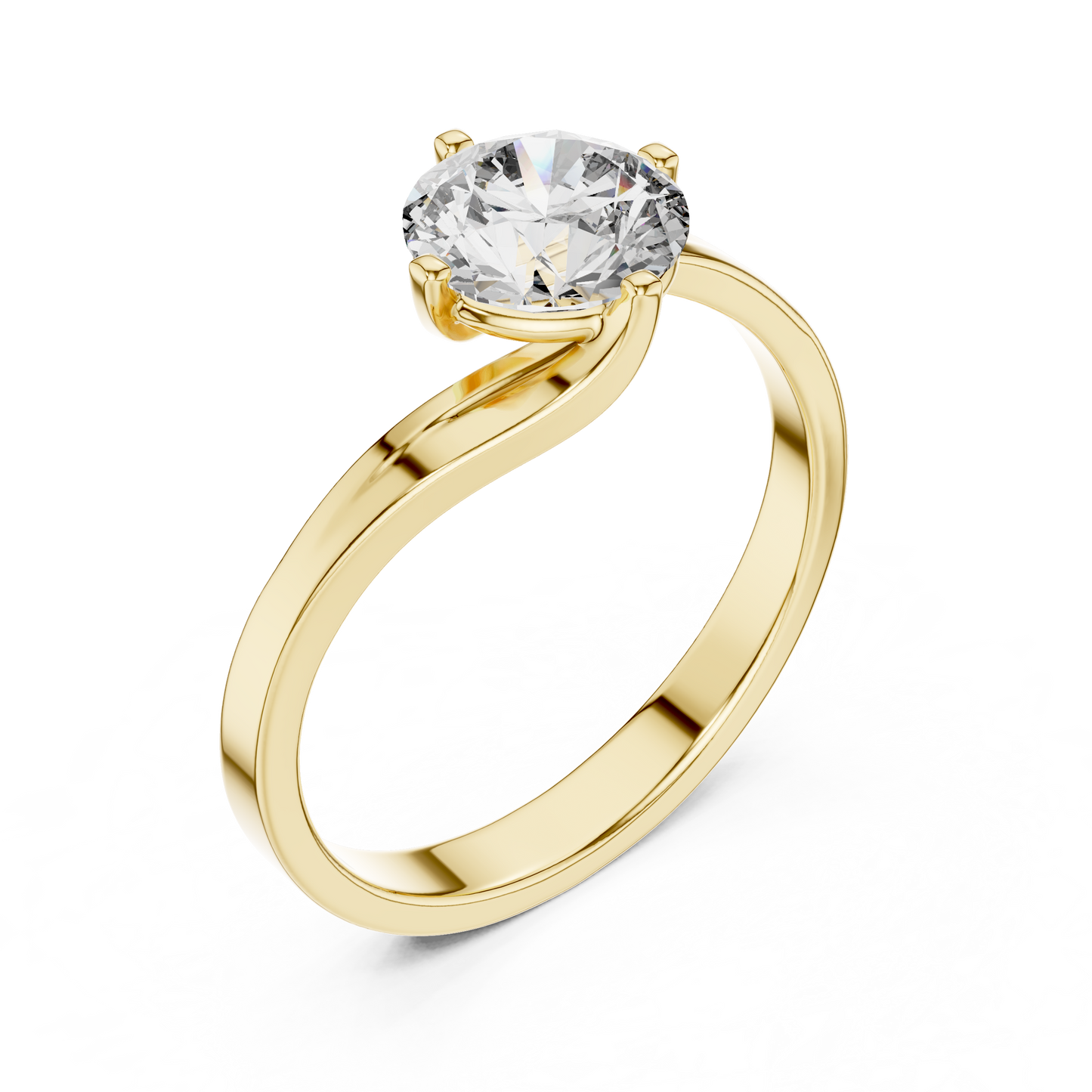 Round Cut Lab Grown Diamond Twisted Shank Solitaire Engagement Ring in Rose Gold