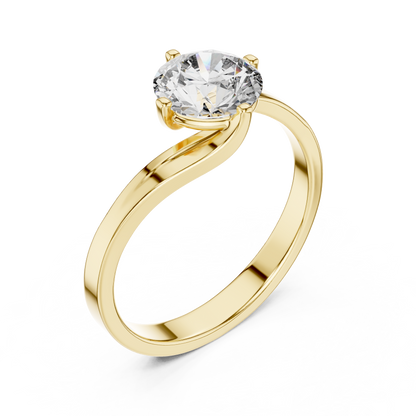 Round Cut Lab Grown Diamond Twisted Shank Solitaire Engagement Ring in Rose Gold
