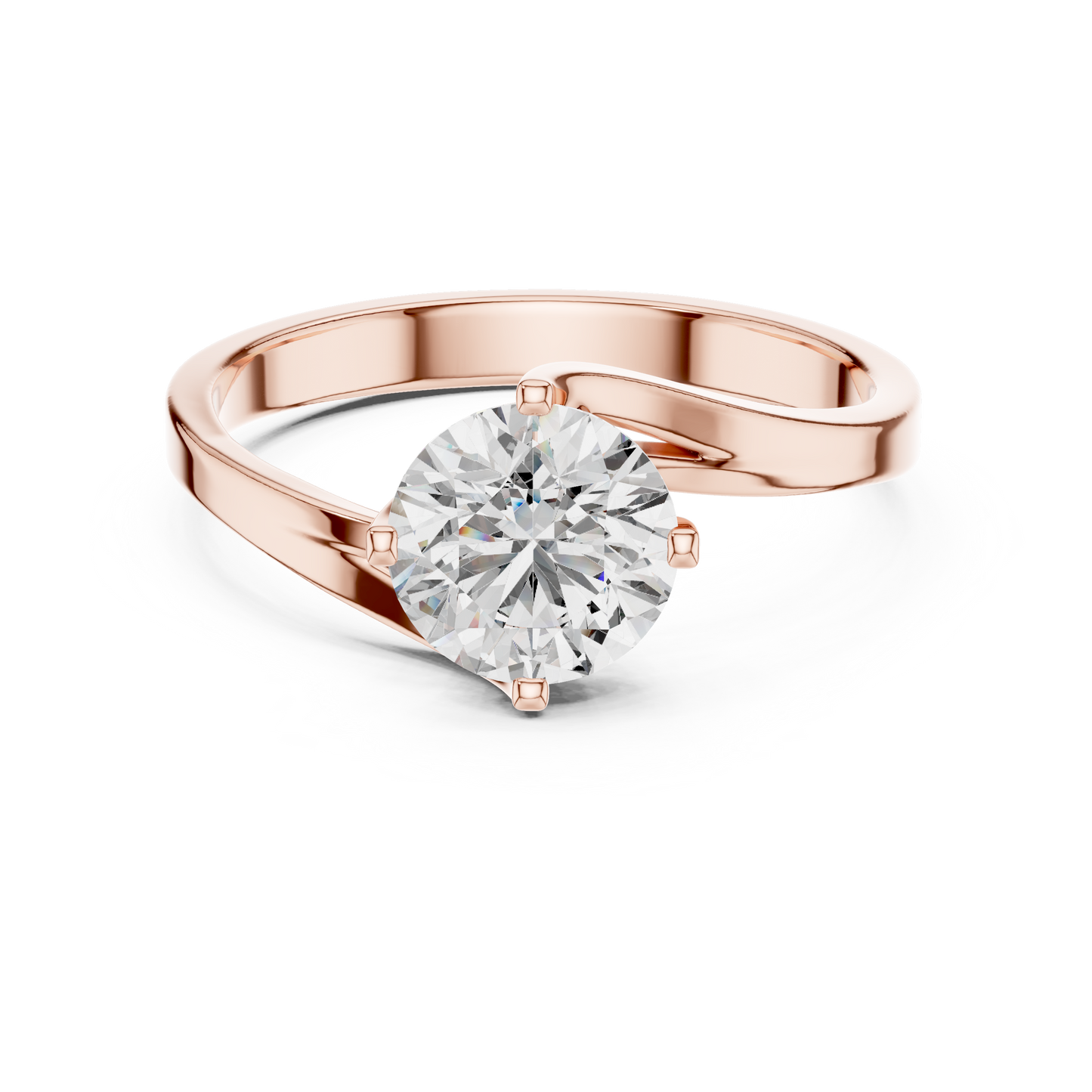 Round Cut Lab Grown Diamond Twisted Shank Solitaire Engagement Ring in Rose Gold