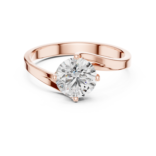Round Cut Lab Grown Diamond Twisted Shank Solitaire Engagement Ring in Rose Gold