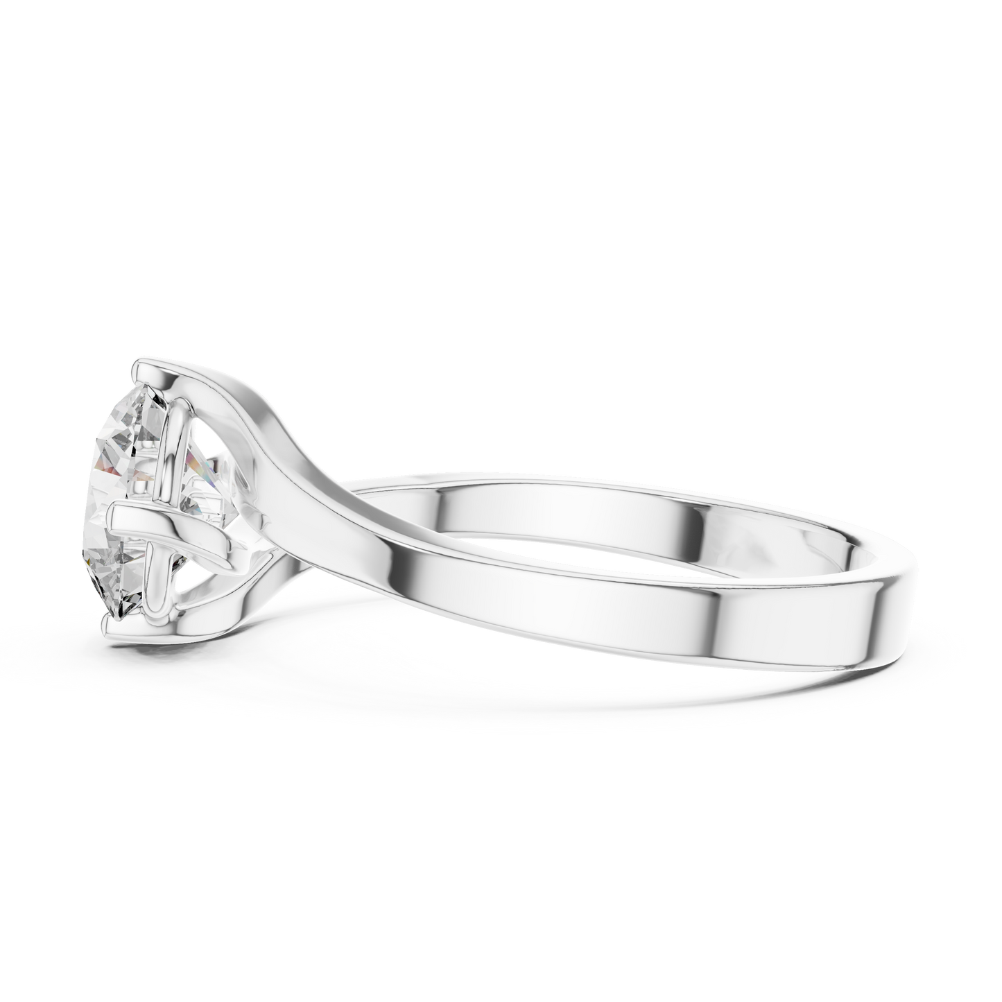 Round Cut Lab Grown Diamond Twisted Shank Solitaire Engagement Ring in Rose Gold
