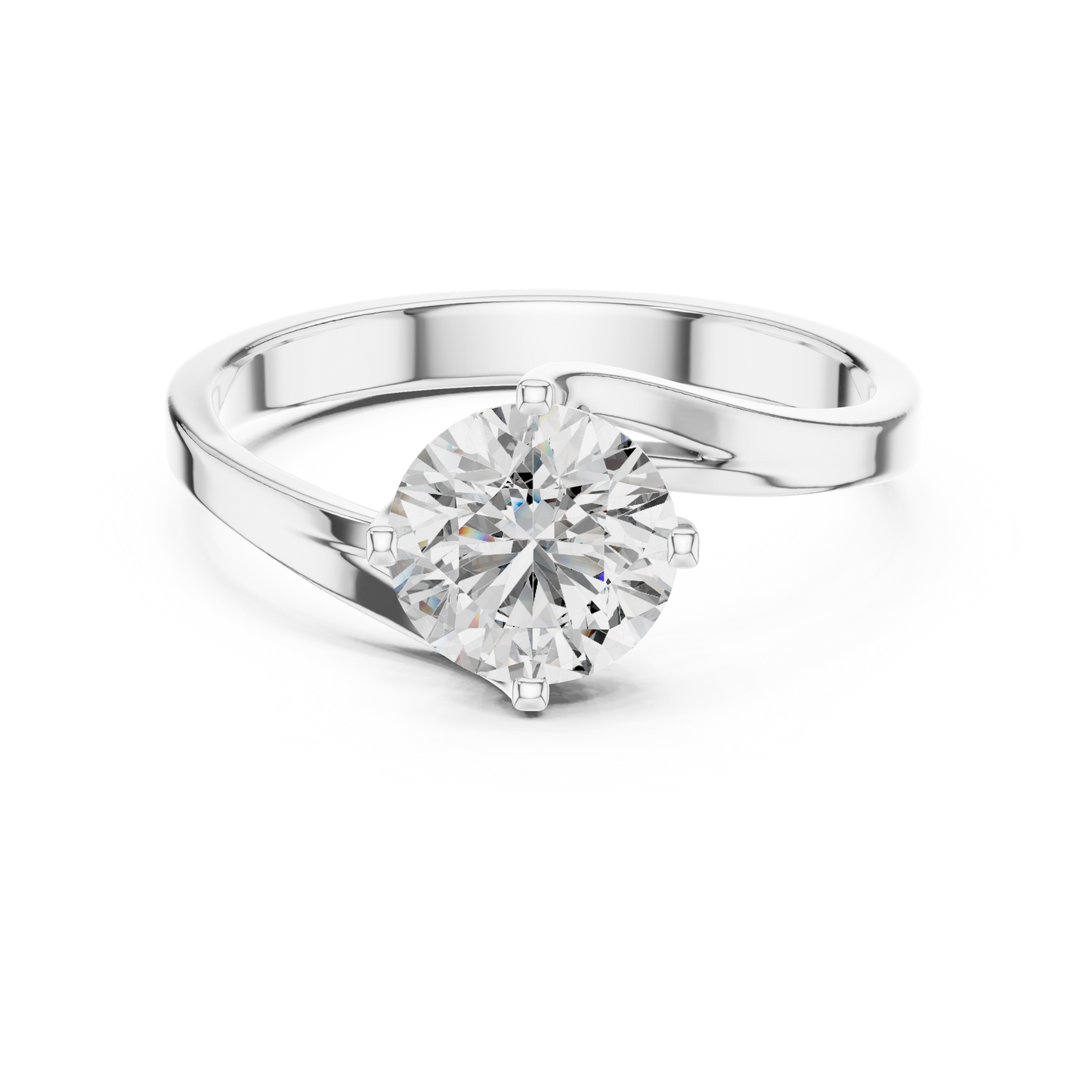 Round Cut Lab Grown Diamond Twisted Shank Solitaire Engagement Ring in Rose Gold