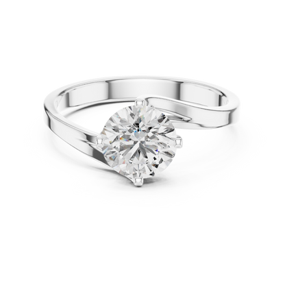 Round Cut Lab Grown Diamond Twisted Shank Solitaire Engagement Ring in Rose Gold