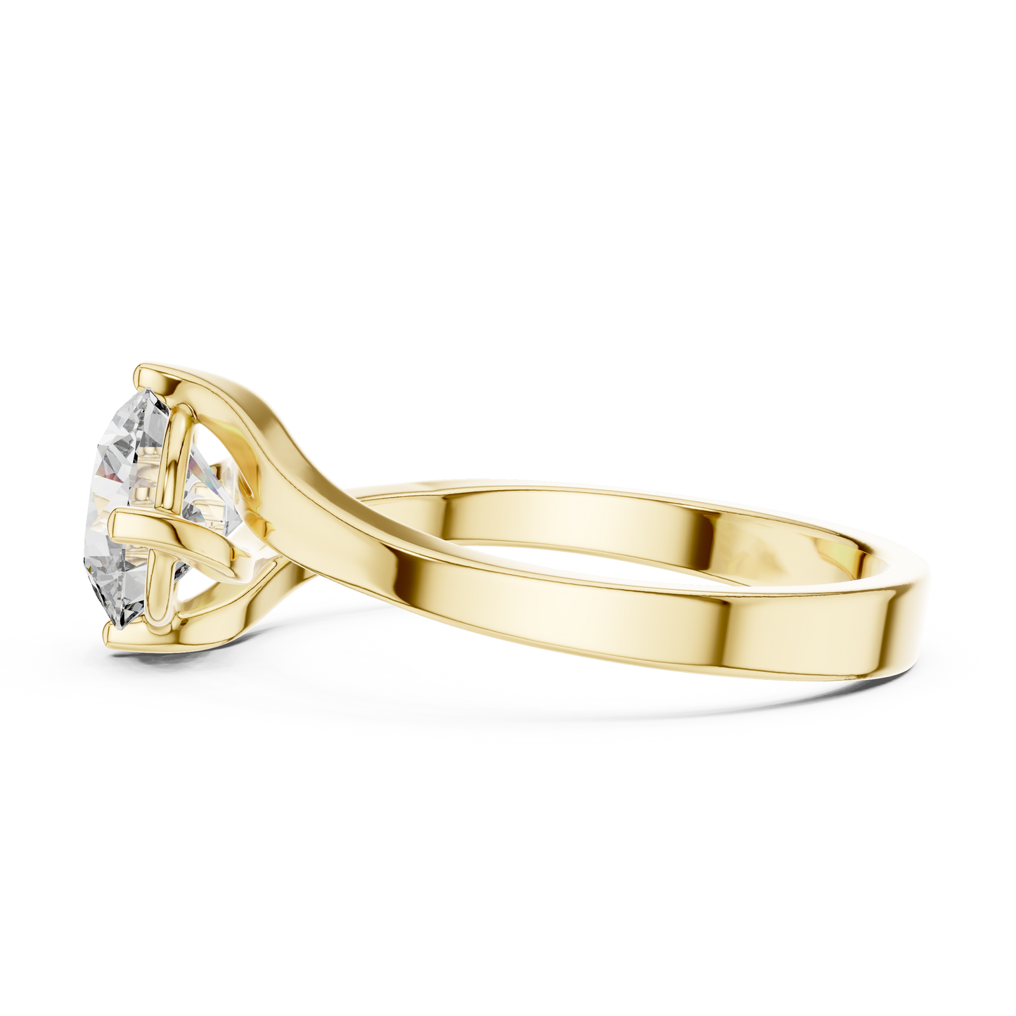 Round Cut Lab Grown Diamond Twisted Shank Solitaire Engagement Ring in Rose Gold