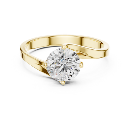 Round Cut Lab Grown Diamond Twisted Shank Solitaire Engagement Ring in Rose Gold