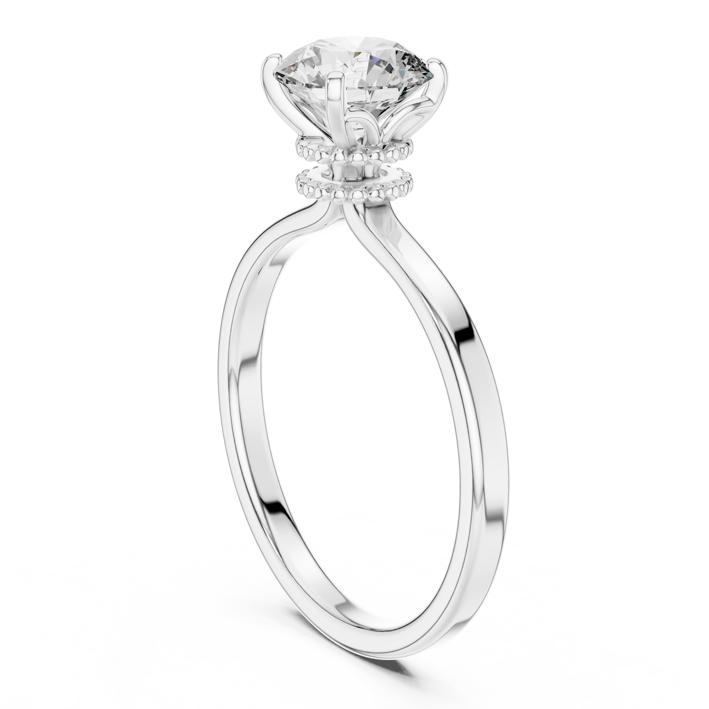 Round Cut Lab Grown Diamond Solitaire Engagement Ring in Rose Gold with Cathedral Setting