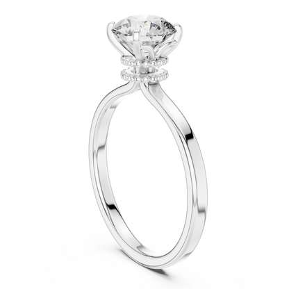 Round Cut Lab Grown Diamond Solitaire Engagement Ring in Rose Gold with Cathedral Setting