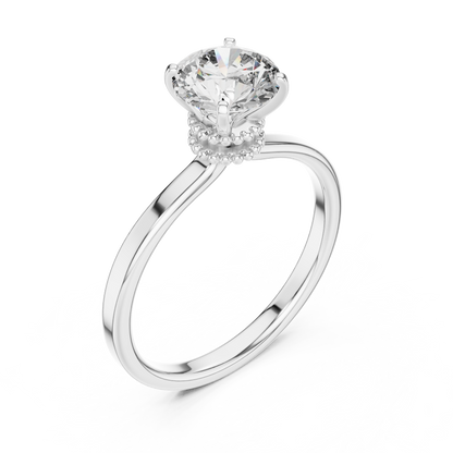 Round Cut Lab Grown Diamond Solitaire Engagement Ring in Rose Gold with Cathedral Setting