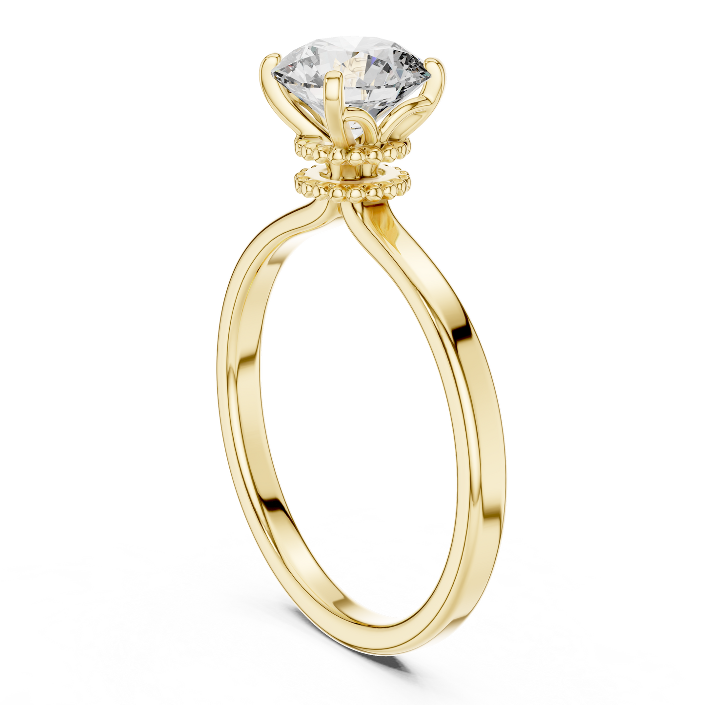 Round Cut Lab Grown Diamond Solitaire Engagement Ring in Rose Gold with Cathedral Setting