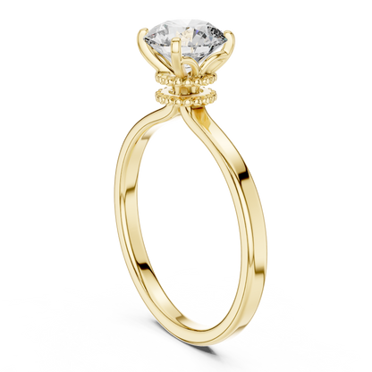 Round Cut Lab Grown Diamond Solitaire Engagement Ring in Rose Gold with Cathedral Setting