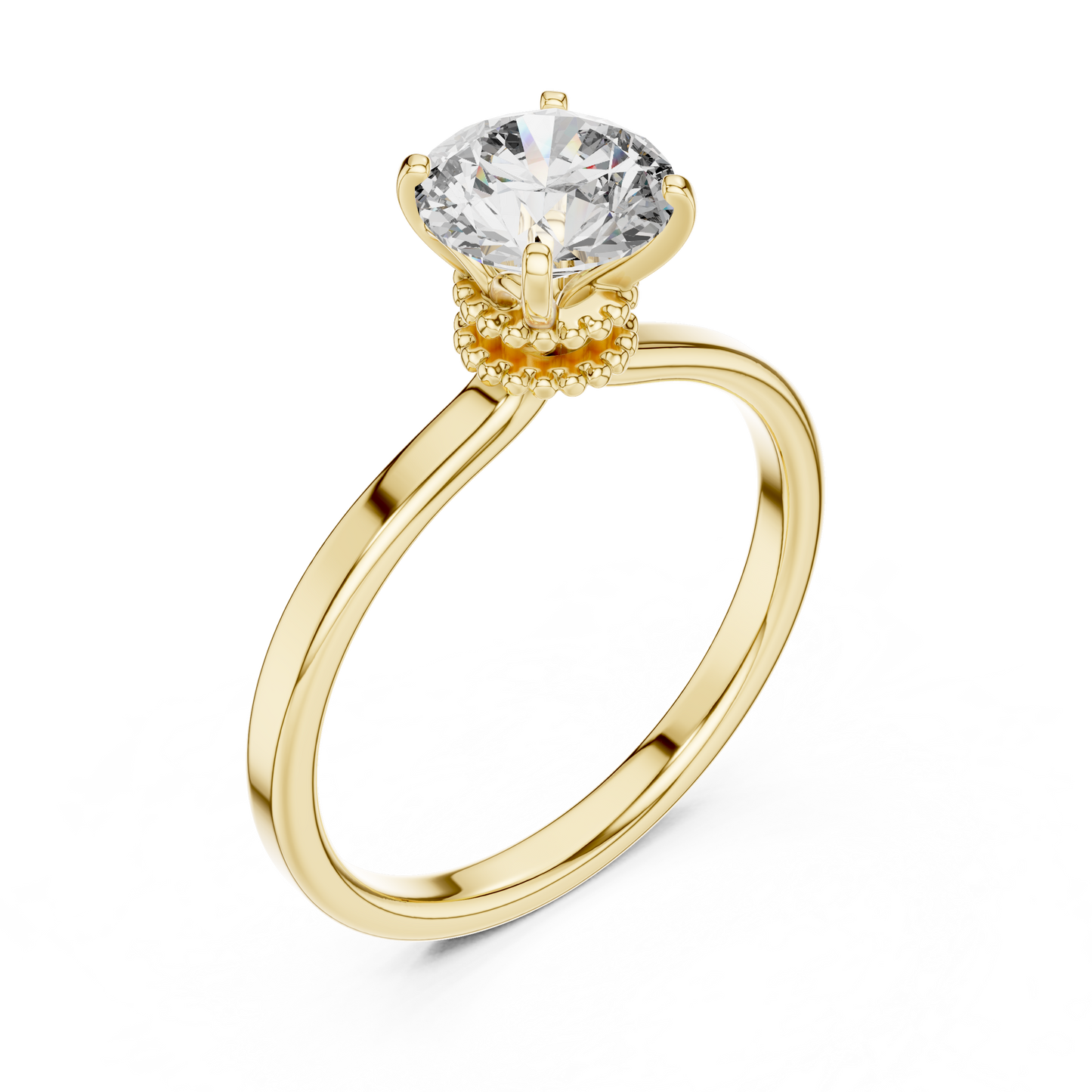 Round Cut Lab Grown Diamond Solitaire Engagement Ring in Rose Gold with Cathedral Setting