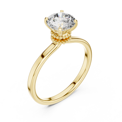 Round Cut Lab Grown Diamond Solitaire Engagement Ring in Rose Gold with Cathedral Setting