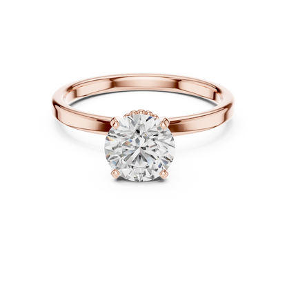 Round Cut Lab Grown Diamond Solitaire Engagement Ring in Rose Gold with Cathedral Setting