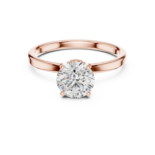 Round Cut Lab Grown Diamond Solitaire Engagement Ring in Rose Gold with Cathedral Setting