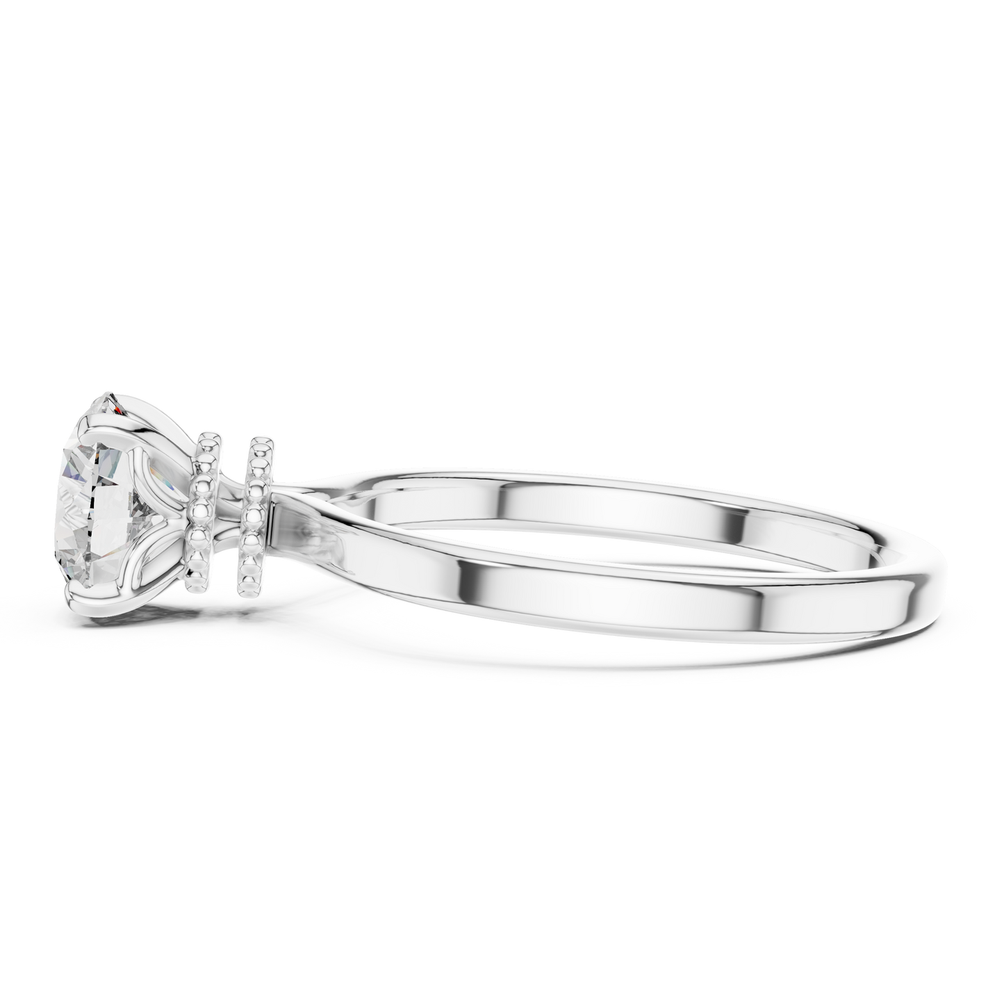 Round Cut Lab Grown Diamond Solitaire Engagement Ring in Rose Gold with Cathedral Setting