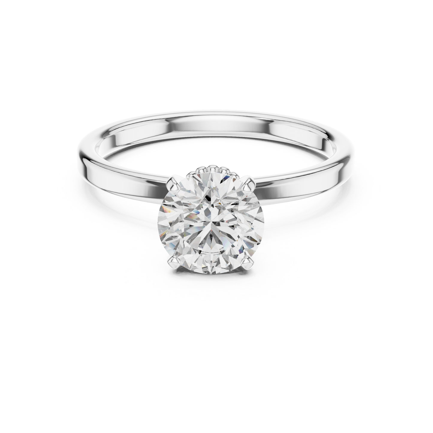 Round Cut Lab Grown Diamond Solitaire Engagement Ring in Rose Gold with Cathedral Setting