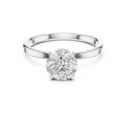 Round Cut Lab Grown Diamond Solitaire Engagement Ring in Rose Gold with Cathedral Setting