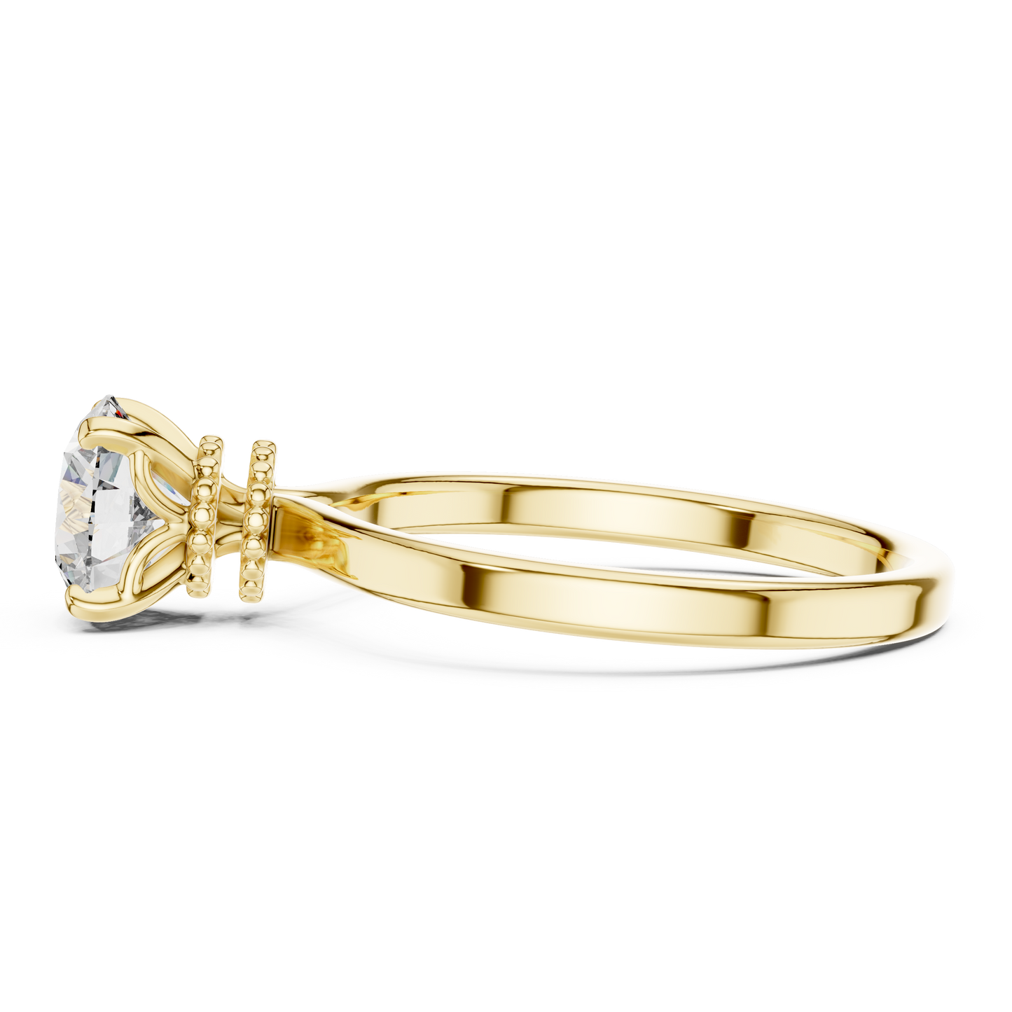 Round Cut Lab Grown Diamond Solitaire Engagement Ring in Rose Gold with Cathedral Setting