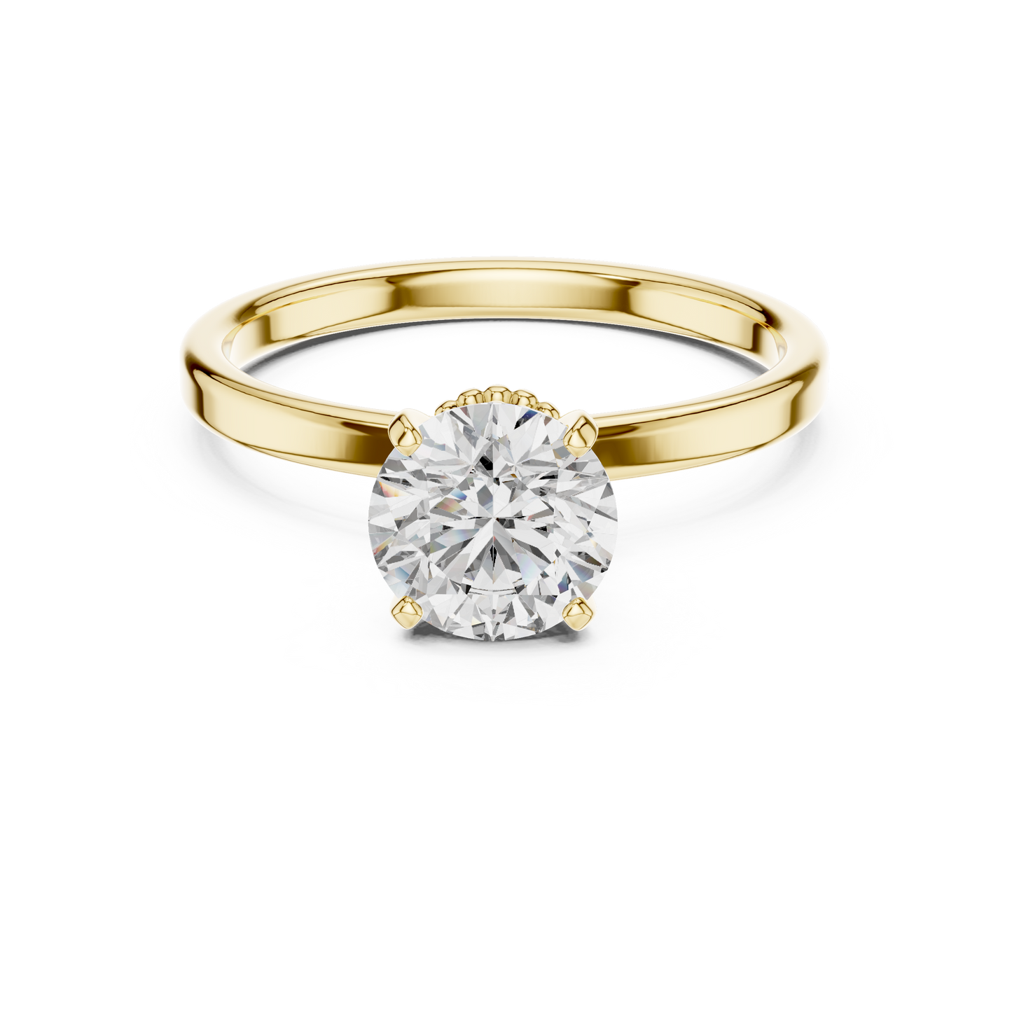 Round Cut Lab Grown Diamond Solitaire Engagement Ring in Rose Gold with Cathedral Setting