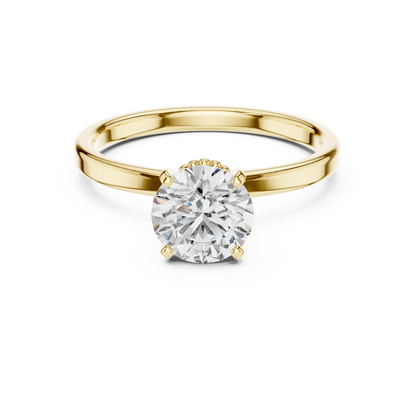 Round Cut Lab Grown Diamond Solitaire Engagement Ring in Rose Gold with Cathedral Setting