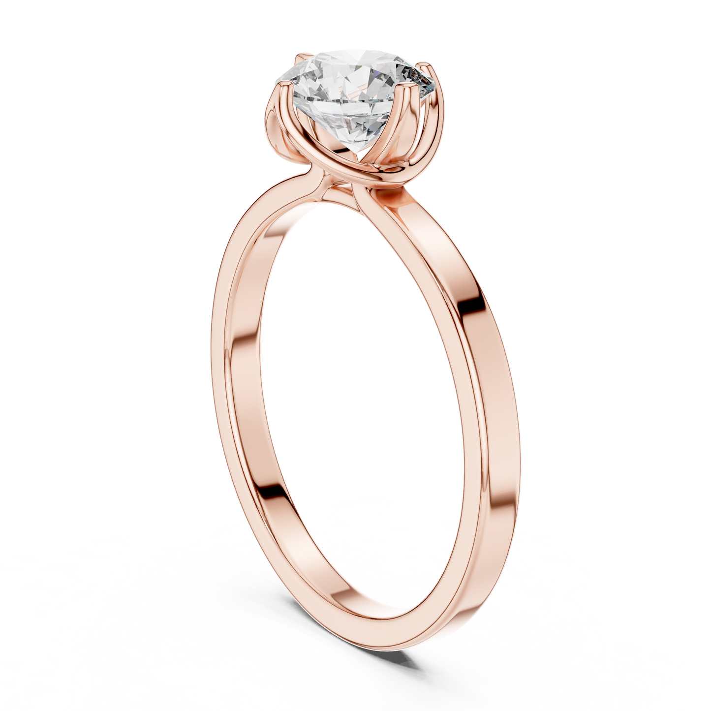 Round Cut Lab Grown Diamond Solitaire Ring with Petal Prong Setting