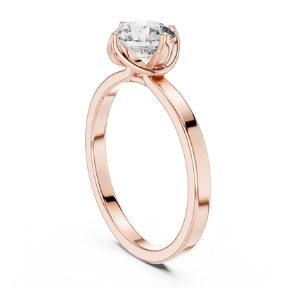 Round Cut Lab Grown Diamond Solitaire Ring with Petal Prong Setting