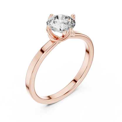 Round Cut Lab Grown Diamond Solitaire Ring with Petal Prong Setting