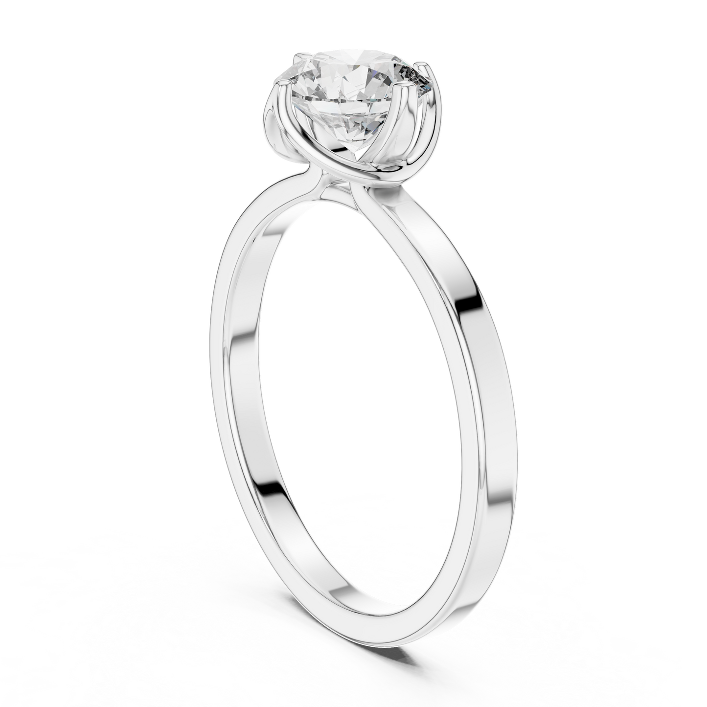 Round Cut Lab Grown Diamond Solitaire Ring with Petal Prong Setting