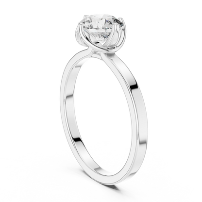 Round Cut Lab Grown Diamond Solitaire Ring with Petal Prong Setting