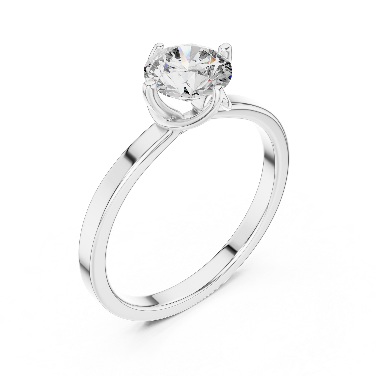 Round Cut Lab Grown Diamond Solitaire Ring with Petal Prong Setting